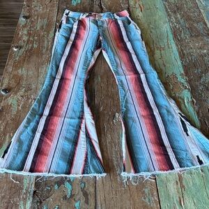 Vibrant Striped Flare Jeans
